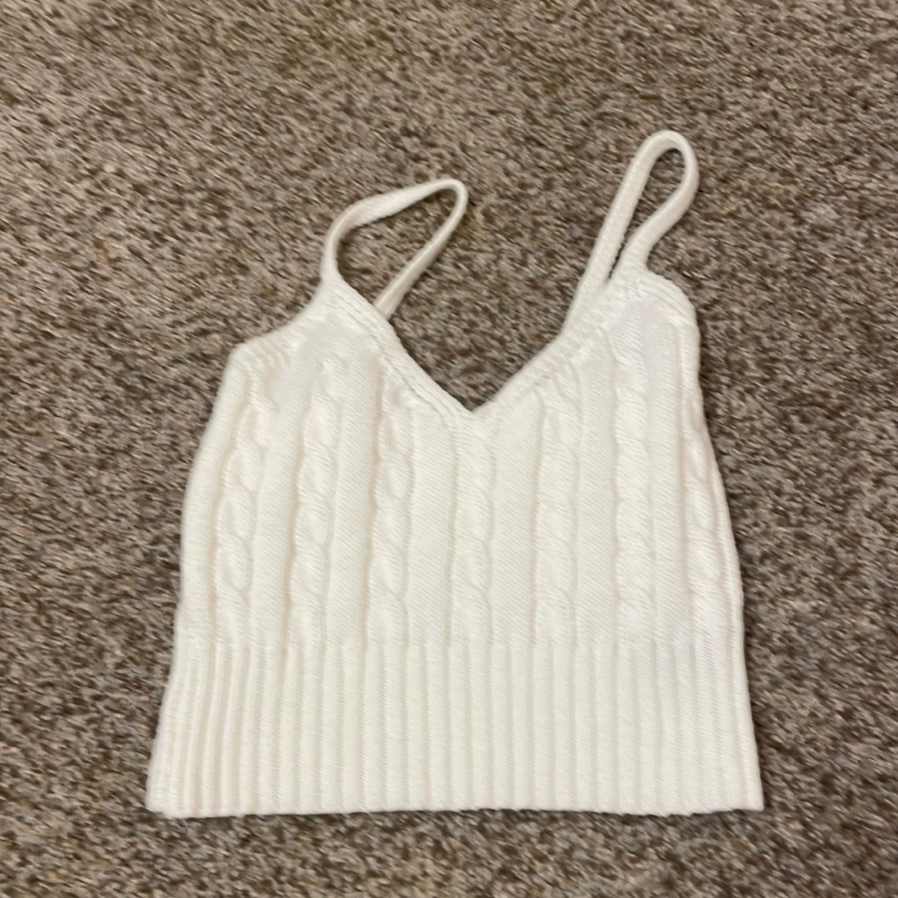 white knit crop top